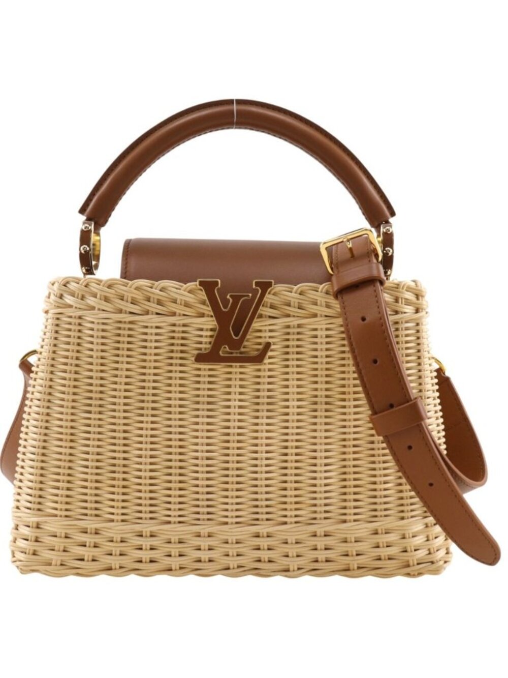 Louis Vuitton Capucines BB Rattan Calfskin Tan Brown Handbag